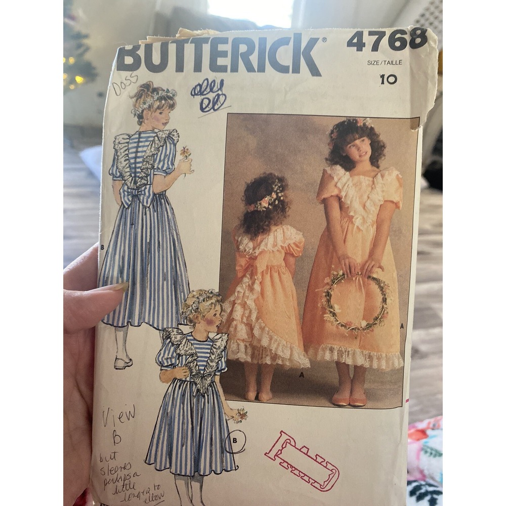 Vintage Butterick Dress Girls Sewing Pattern 4768 Size 10 Cut & Complete